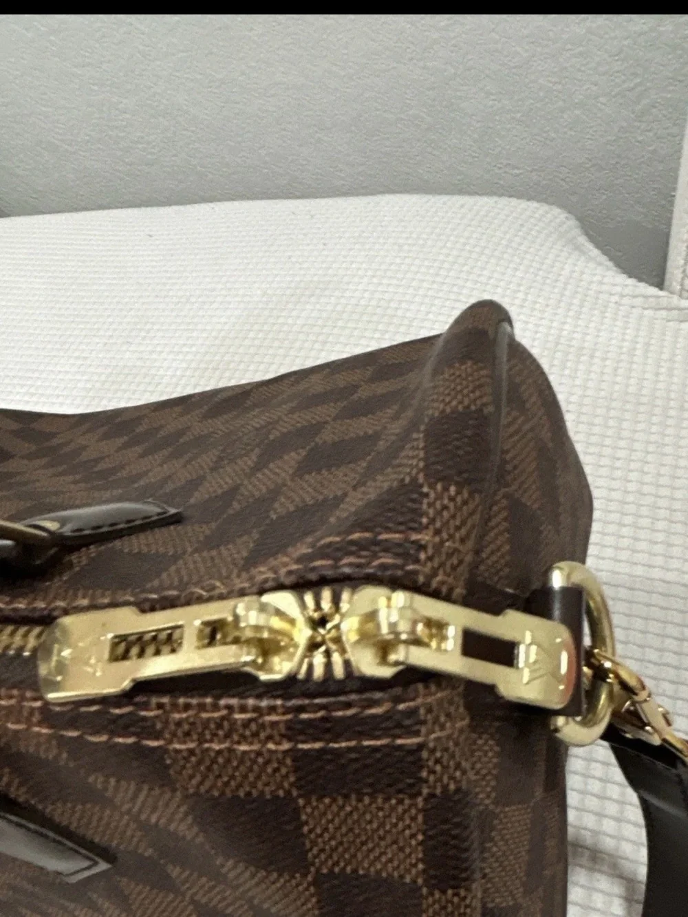Authentic Louis Vuitton Speedy 30 Bandouliere Duffel Bag with Gold Hardware